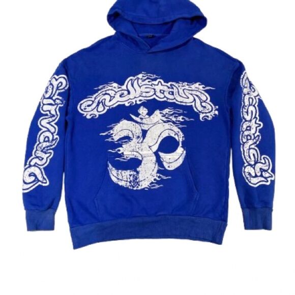 Hellstar OM Symbol Blue Nirvana  XL Edgy Streetwear Hoodie. - Picture 3 of 5